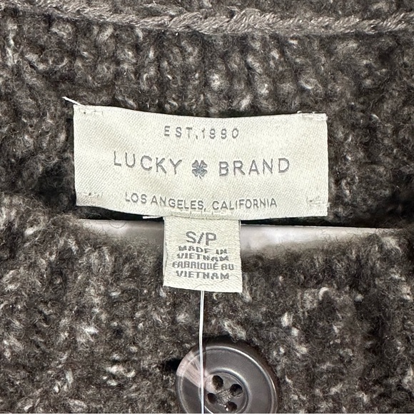 NWT Lucky Brand Button Front Brown Speckle Knit Sweater Sz Small - Picture 3 of 5